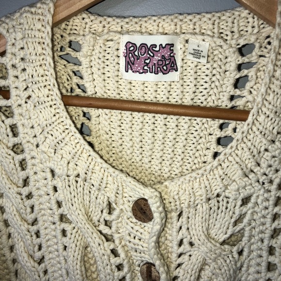 Anthropologie Wavy Cables Knit Sweater Cardigan L - Picture 3 of 8